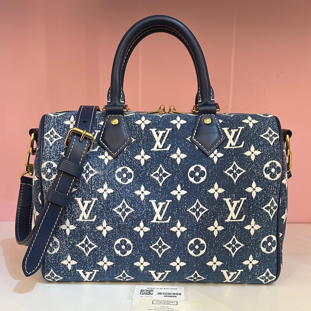 Louis Vuitton Denim Blue Monogram Speedy B25